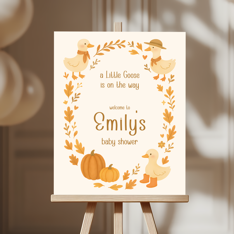 Baby Shower Welcome Sign - Little Goose Fall Theme BS206