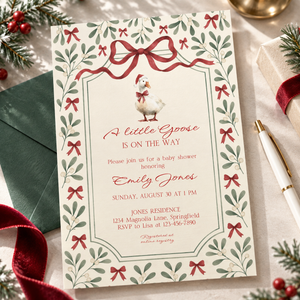Little Goose Christmas Baby Shower Invitation Bundle BS251