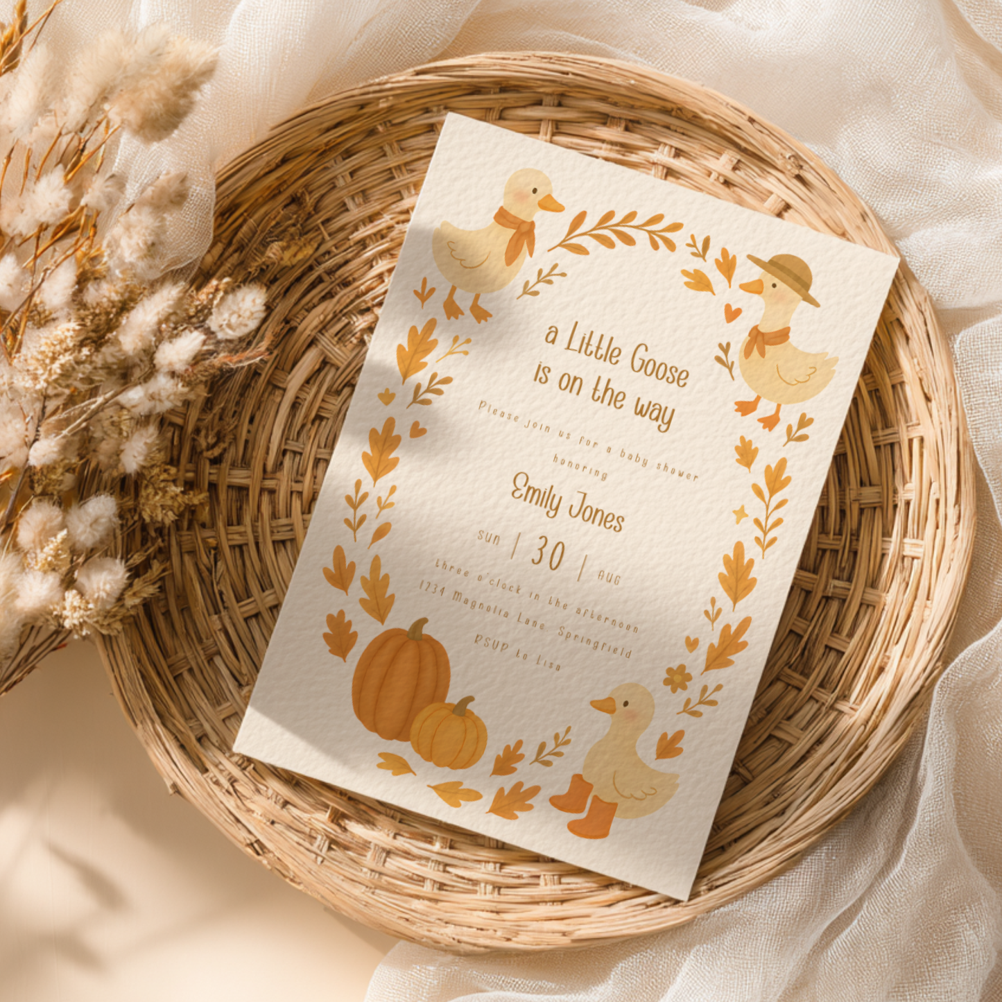 Baby Shower Invitation - Fall Little Goose On The Way BS206