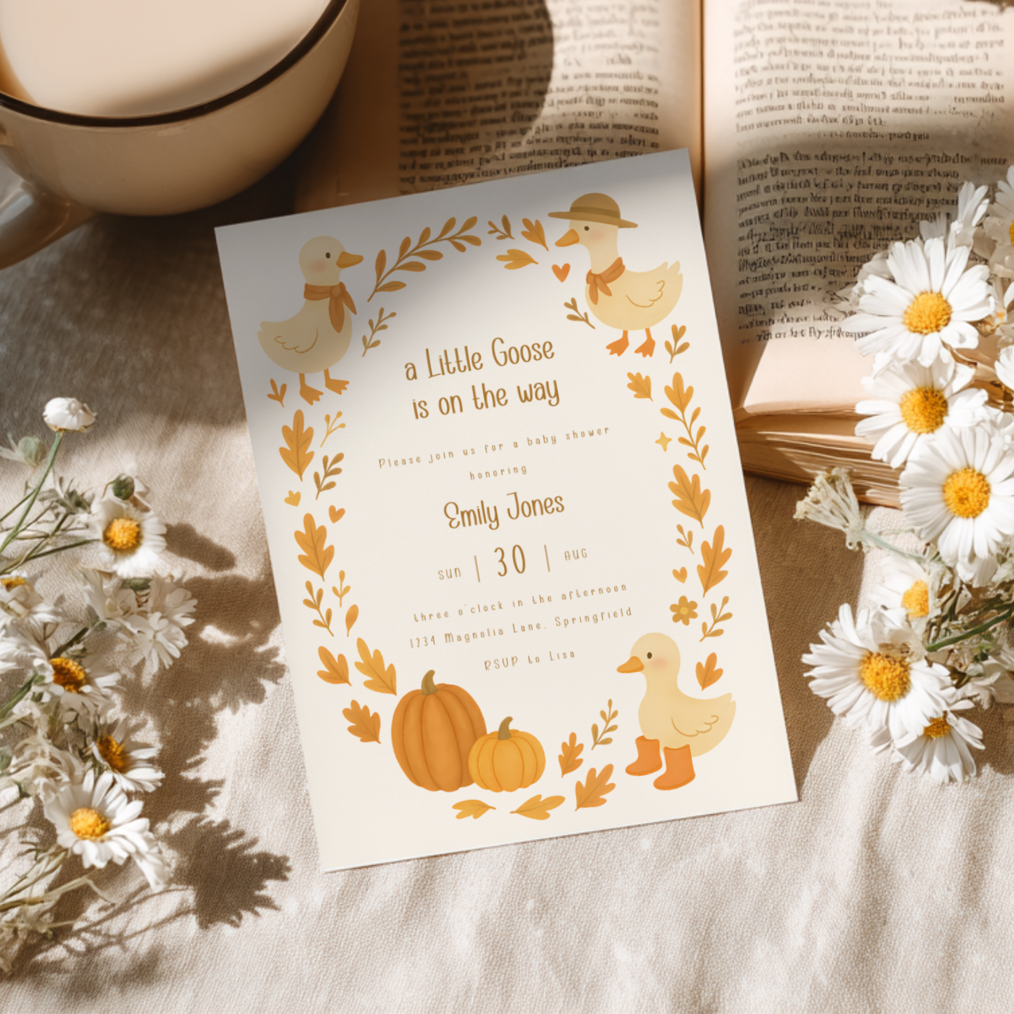 Baby Shower Invitation - Fall Little Goose On The Way BS206