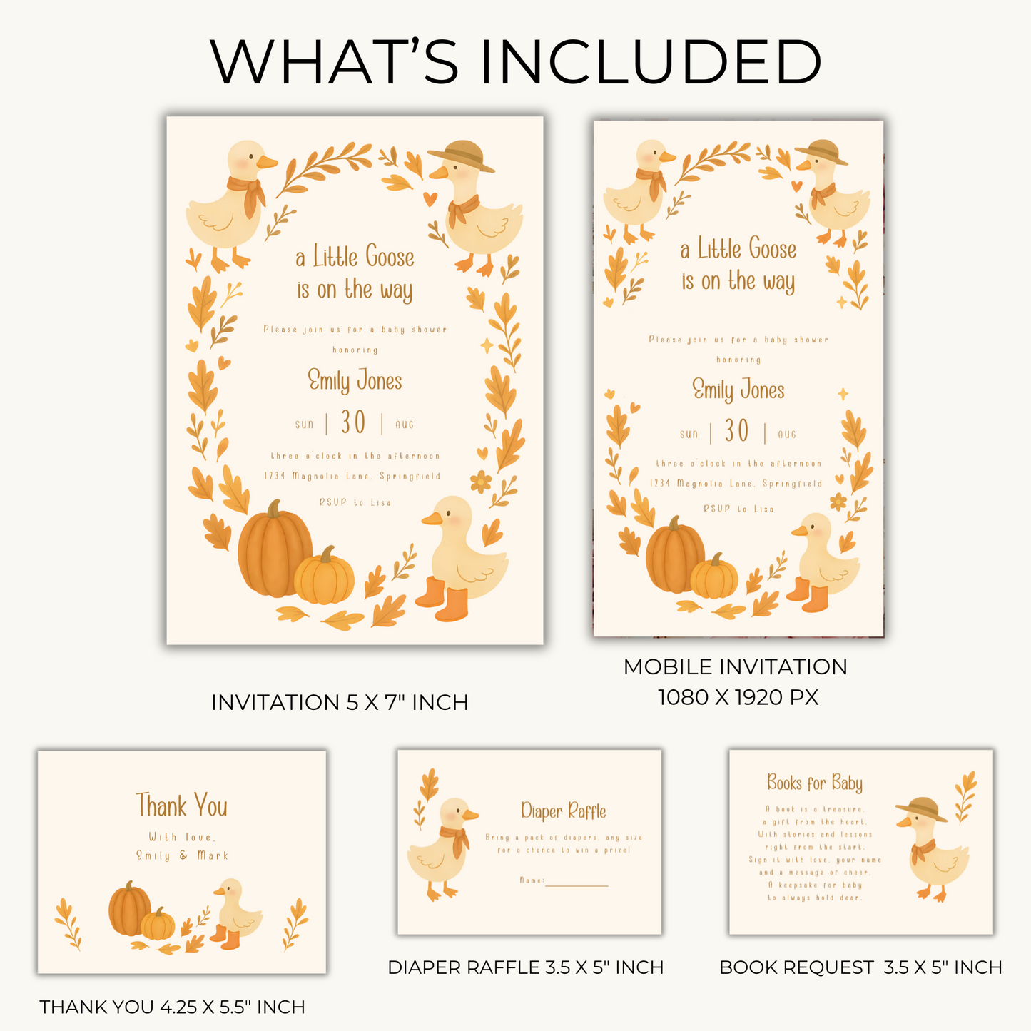Baby Shower Invitation Bundle - Fall Little Goose Farmhouse BS206