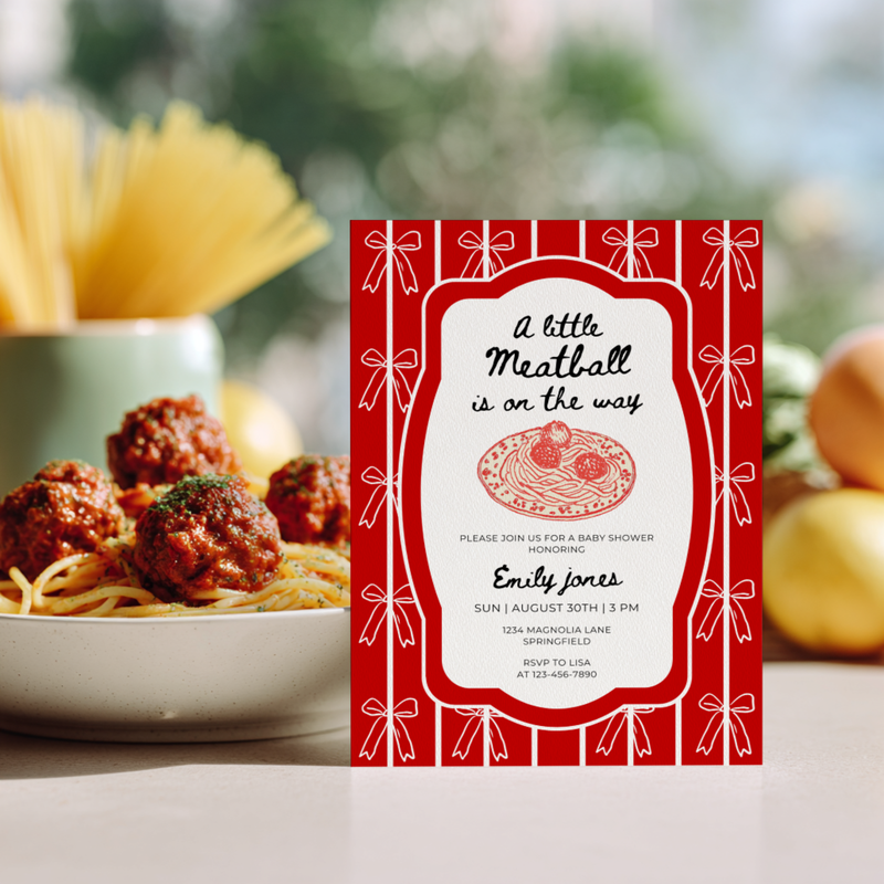 Little Meatball Italian Baby Shower Invitation BS264
