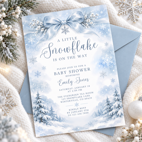 Little Snowflake Winter Baby Shower Invitation BS337