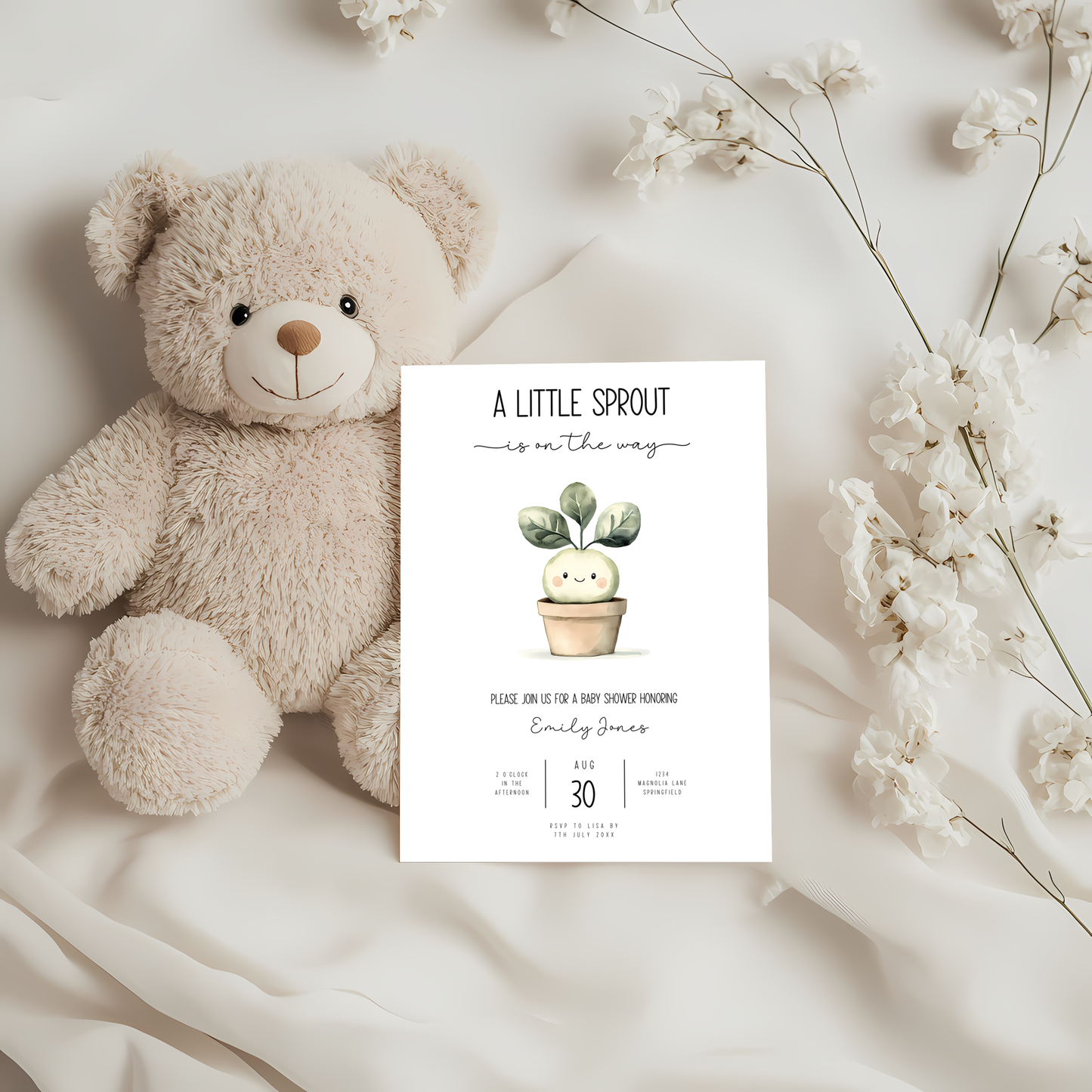 Baby Shower Invitation - A Little Sprout Is On The Way Locally Grown With Love Garden Theme