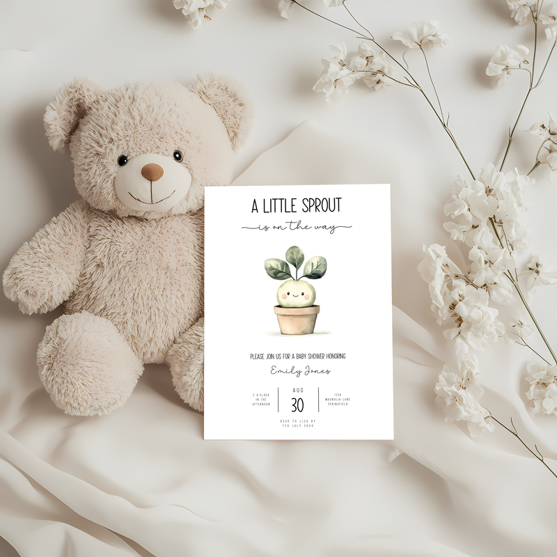 Baby Shower Invitation - A Little Sprout Is On The Way Locally Grown With Love Garden Theme