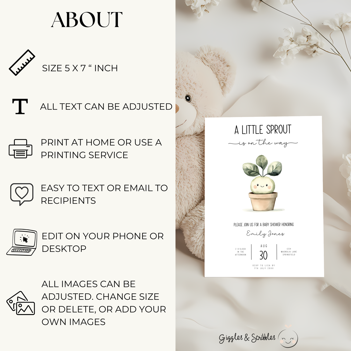 Baby Shower Invitation - A Little Sprout Is On The Way Locally Grown With Love Garden Theme