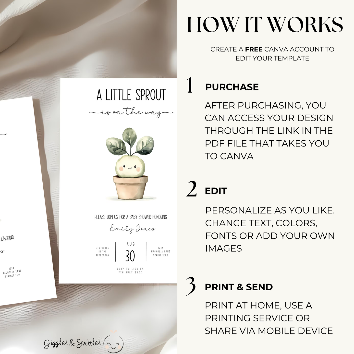 Baby Shower Invitation Bundle - A Little Sprout Is On The Way BS83
