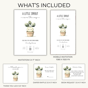 Baby Shower Invitation Bundle - A Little Sprout Is On The Way BS83