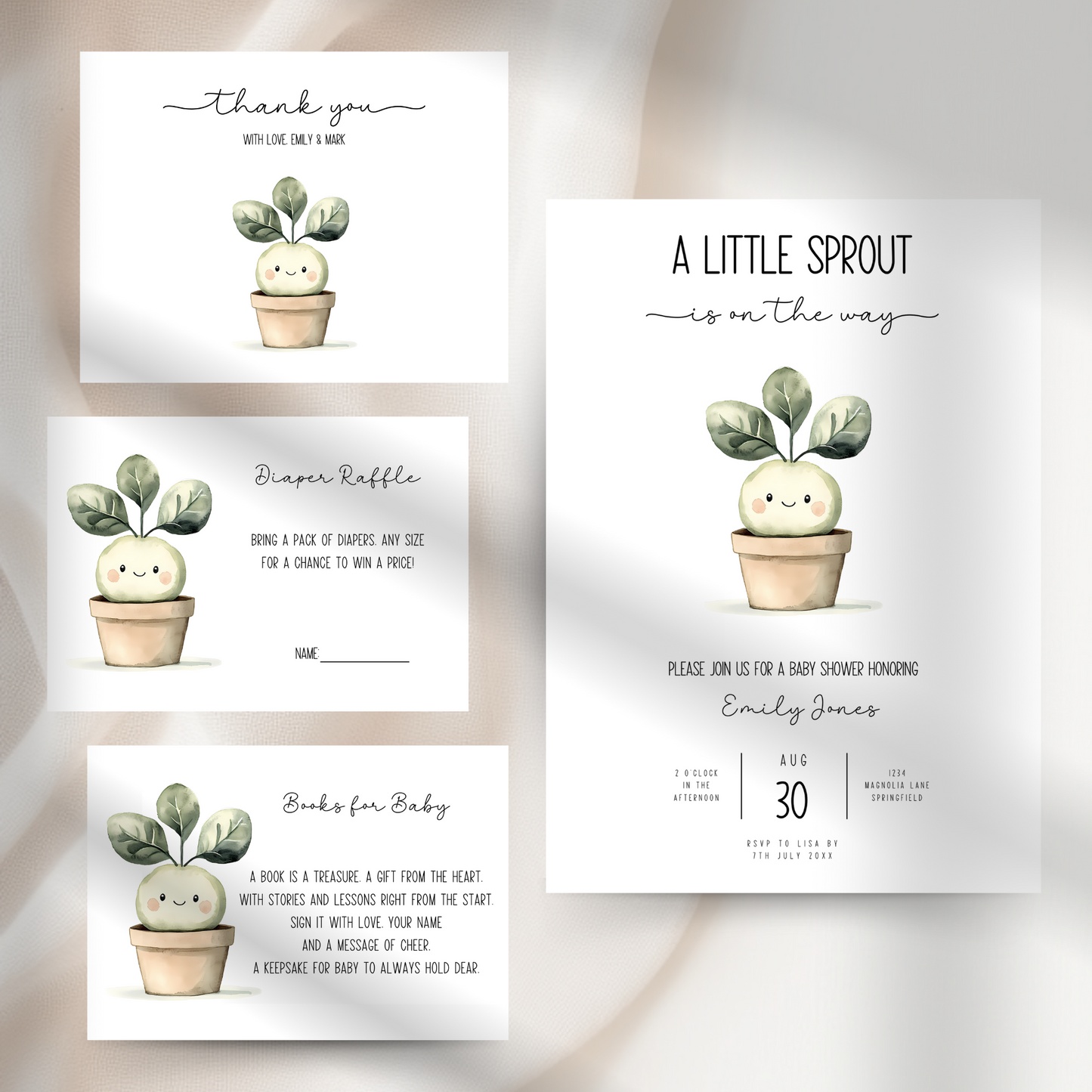 Baby Shower Invitation Bundle - A Little Sprout Is On The Way BS83