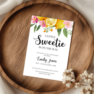 Baby Shower Invitation - Little Sweetie On The Way Lemon Citrus Summer Floral BS114