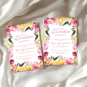 Baby Shower Invitation - Floral Lemon Summer Vintage Little Sweetie BS115
