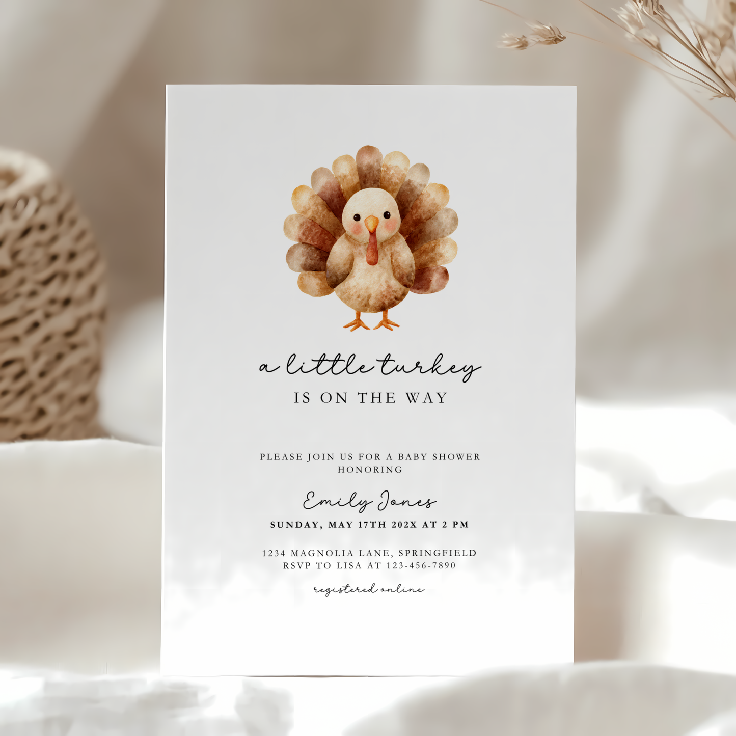Baby Shower Invitation Bundle - A Little Turkey Fall Thanksgiving BS254