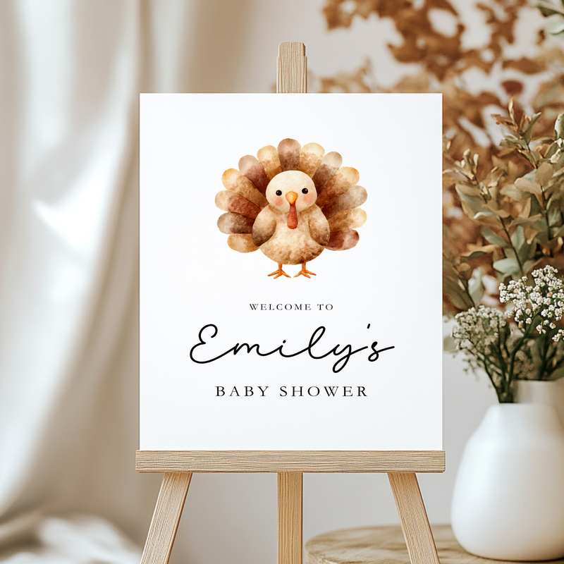 Baby Shower Welcome Sign - Little Turkey On The Way BS254