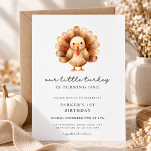 Little Turkey Birthday Invitation L169