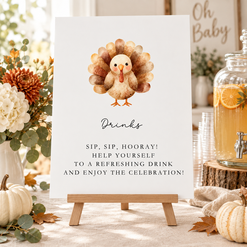 Little Turkey Baby Shower Table Signs Bundle BS254
