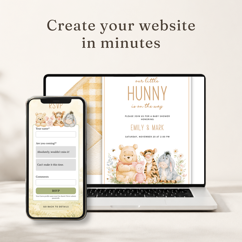 Little Hunny Baby Shower Website Invitation with RSVP BS322