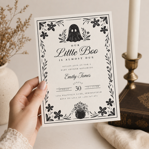 Little Boo Baby Shower Invitation Halloween - Vintage Gothic BS219