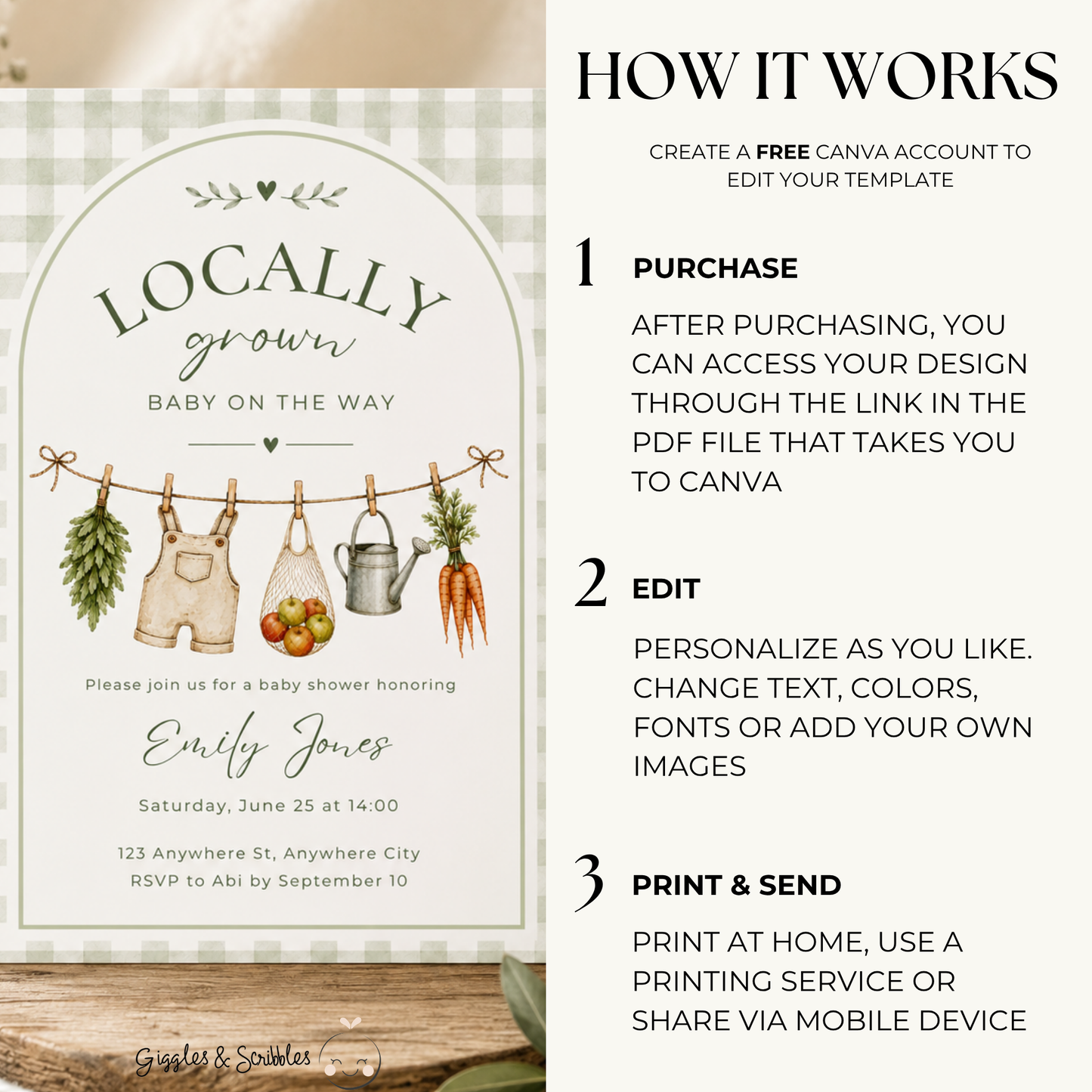 Locally Grown Baby Shower Invitation BS313
