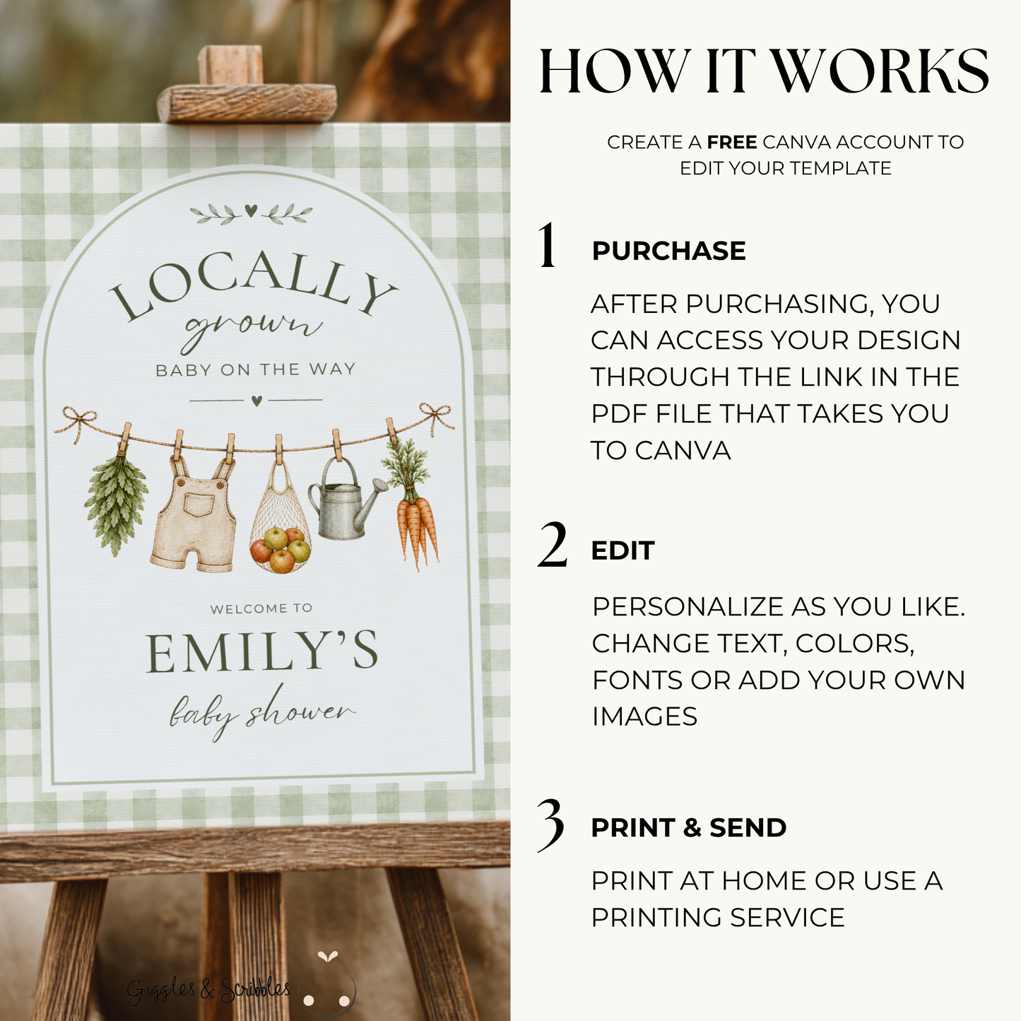 Locally Grown Baby Shower Welcome Sign BS313