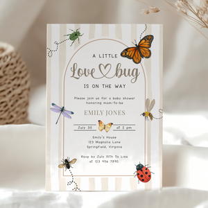 A Little Love Bug Is On The Way Baby Shower Invitation BS276