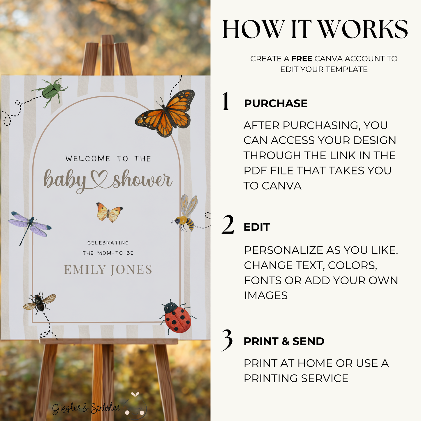 Love Bug Baby Shower Welcome Sign BS276