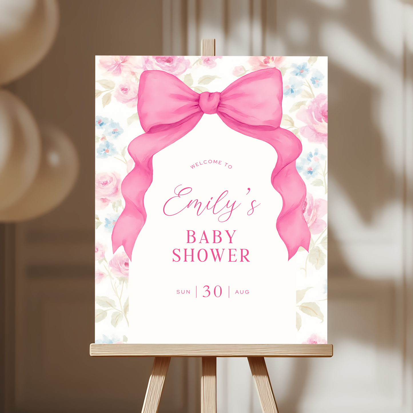 Baby Shower Welcome Sign - Pink Love Shack Coquette Bow BS204