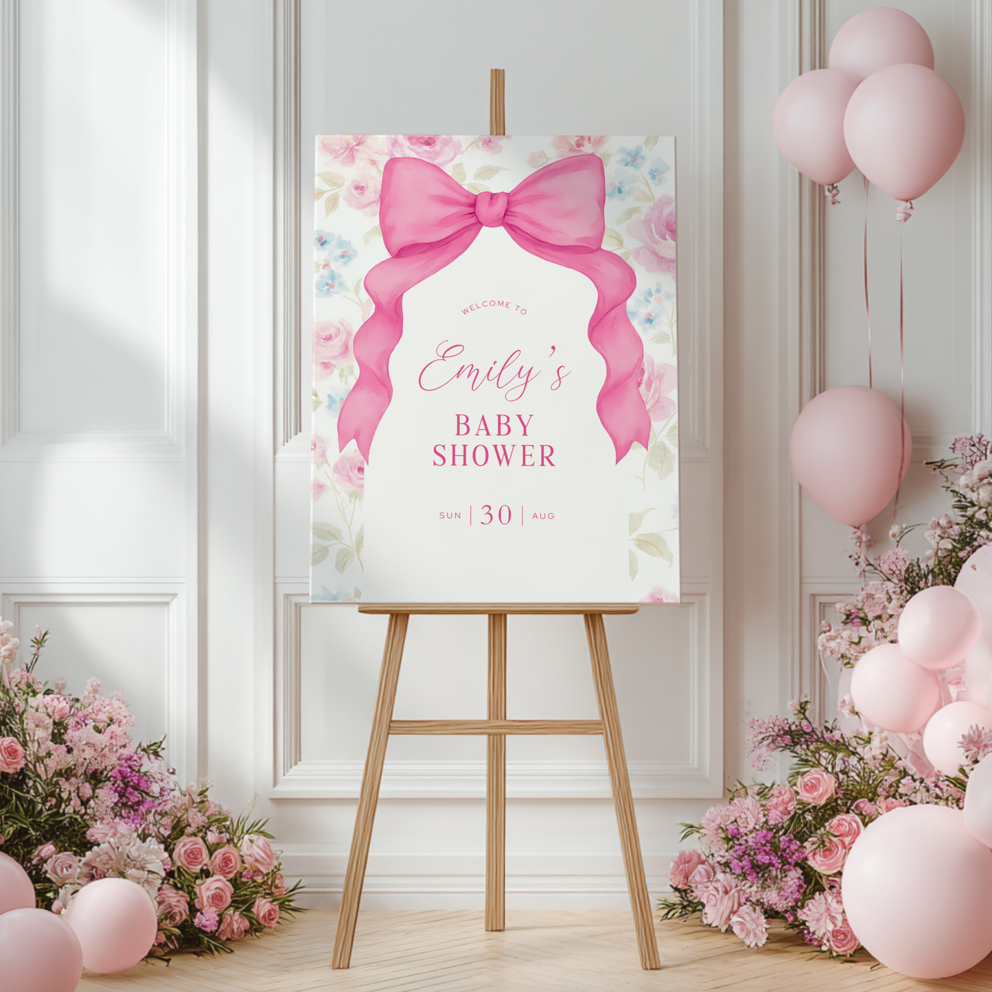 Baby Shower Welcome Sign - Pink Love Shack Coquette Bow BS204