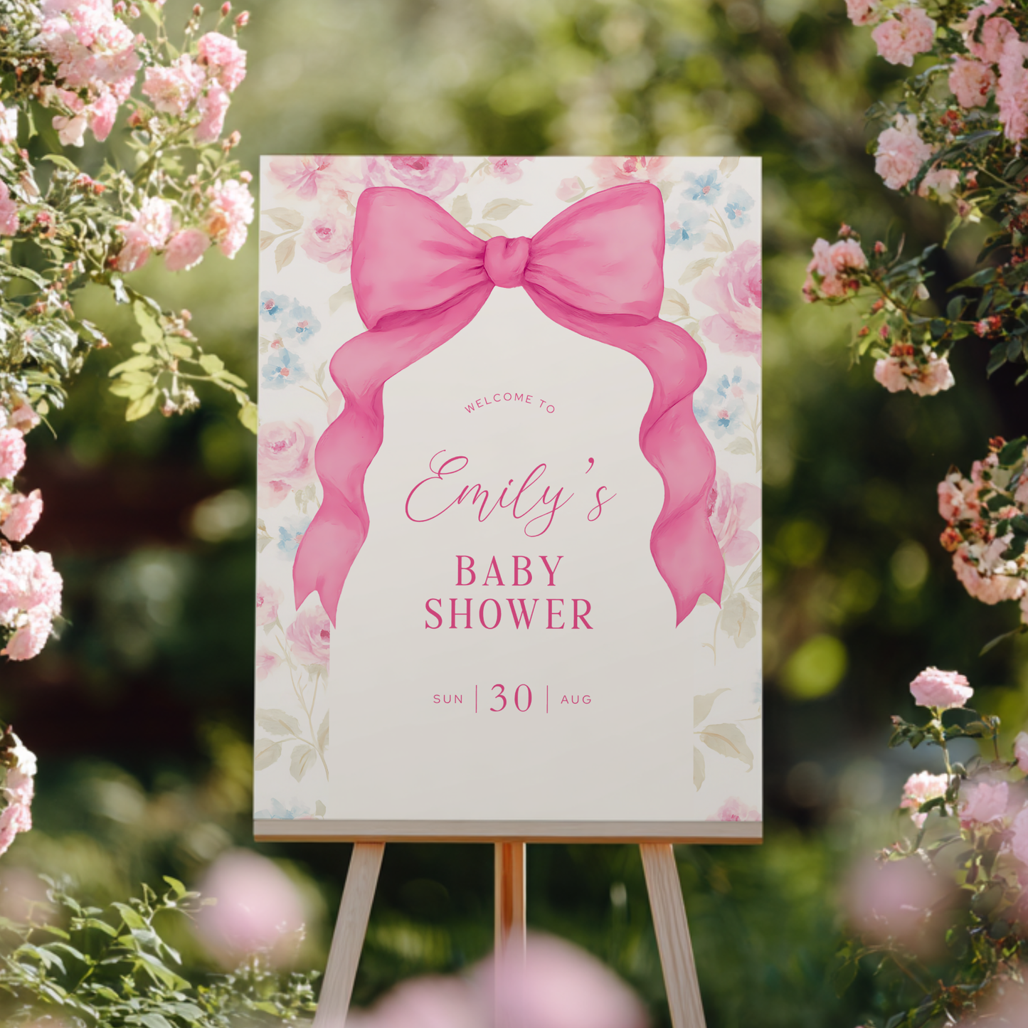 Baby Shower Welcome Sign - Pink Love Shack Coquette Bow BS204