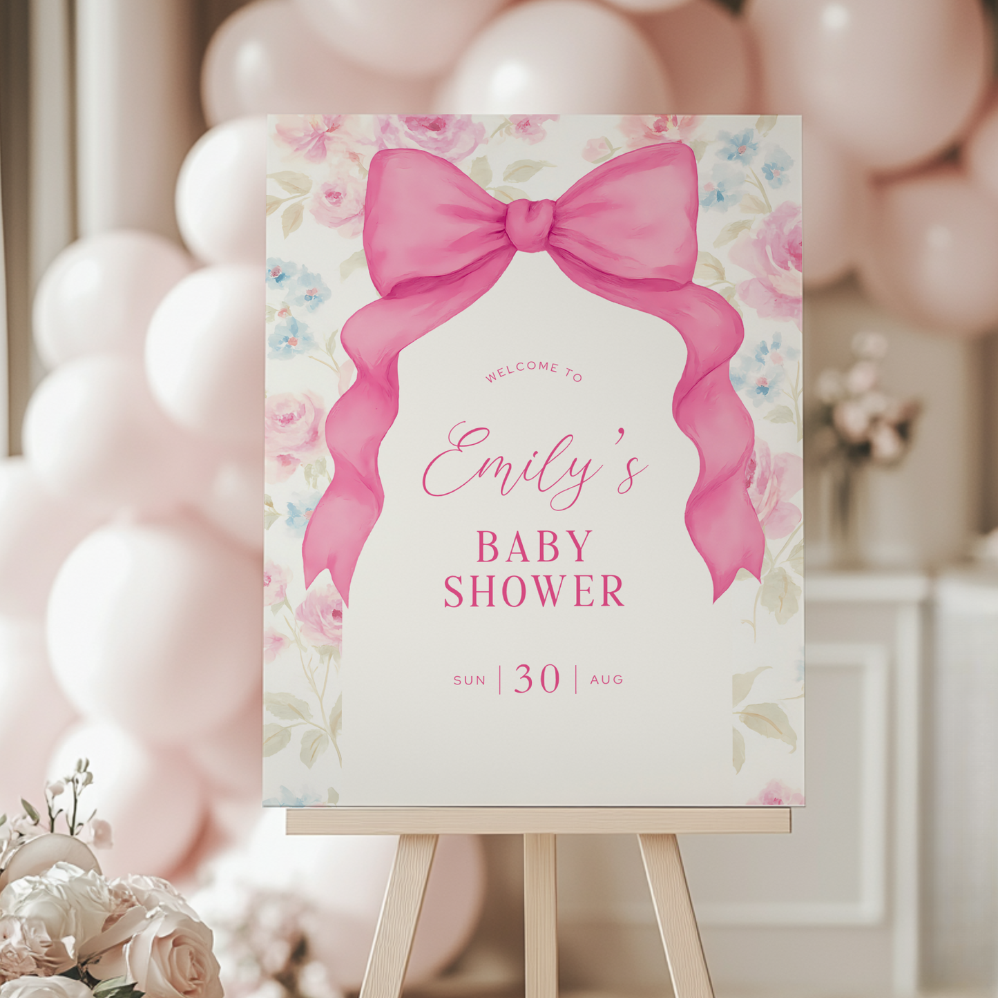 Baby Shower Welcome Sign - Pink Love Shack Coquette Bow BS204