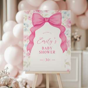 Baby Shower Welcome Sign - Pink Love Shack Coquette Bow BS204