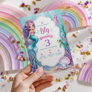 Mermaid Birthday Invitation - Under The Sea Theme L132