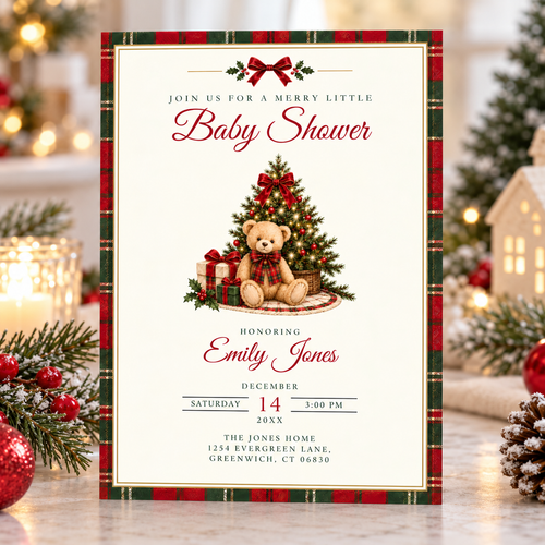 Merry Little Baby Christmas Baby Shower Invitation BS339