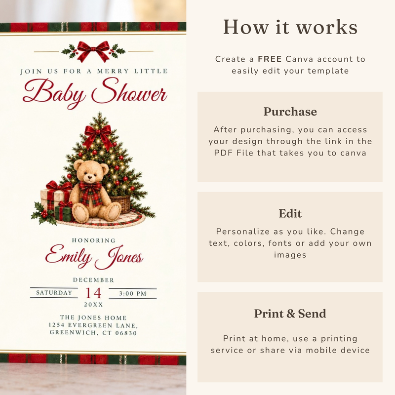 Merry Little Baby Christmas Baby Shower Invitation BS339