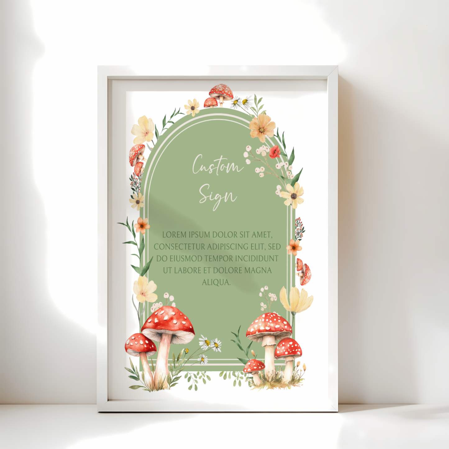 Baby Shower Table Sign Bundle - Green Mushroom Little Fungi Woodland Forest BS82