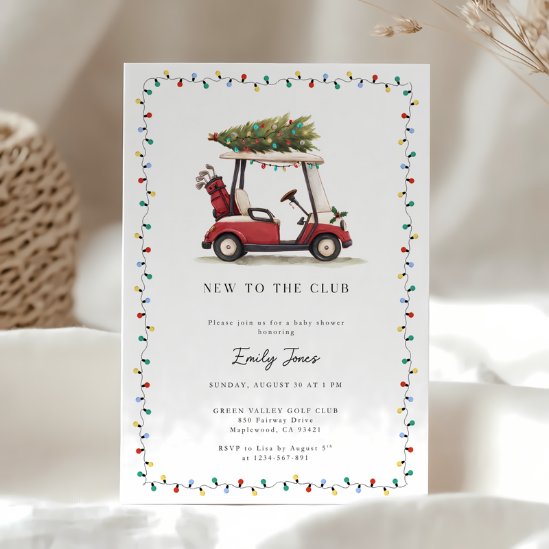 Baby Shower Invitation - New To The Club Gold Festive Christmas BS235