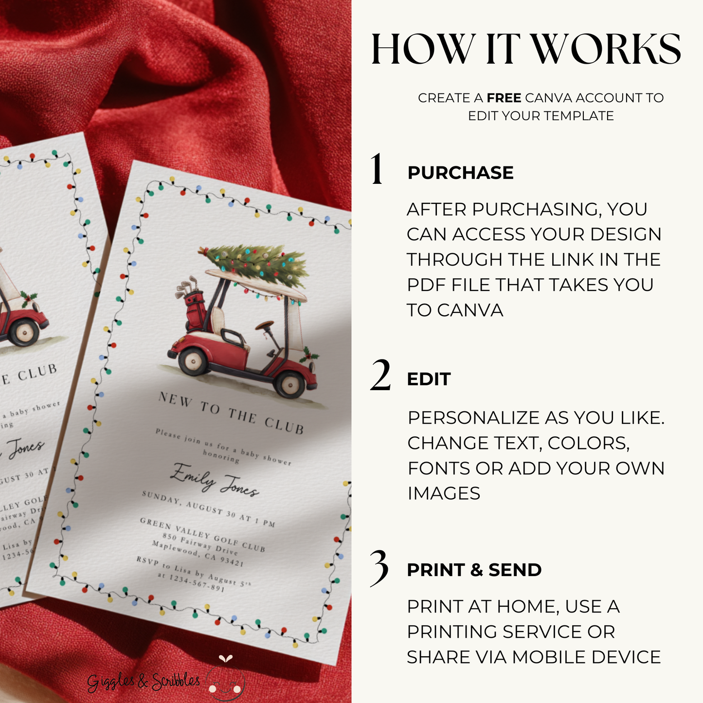 Baby Shower Invitation - New To The Club Gold Festive Christmas BS235