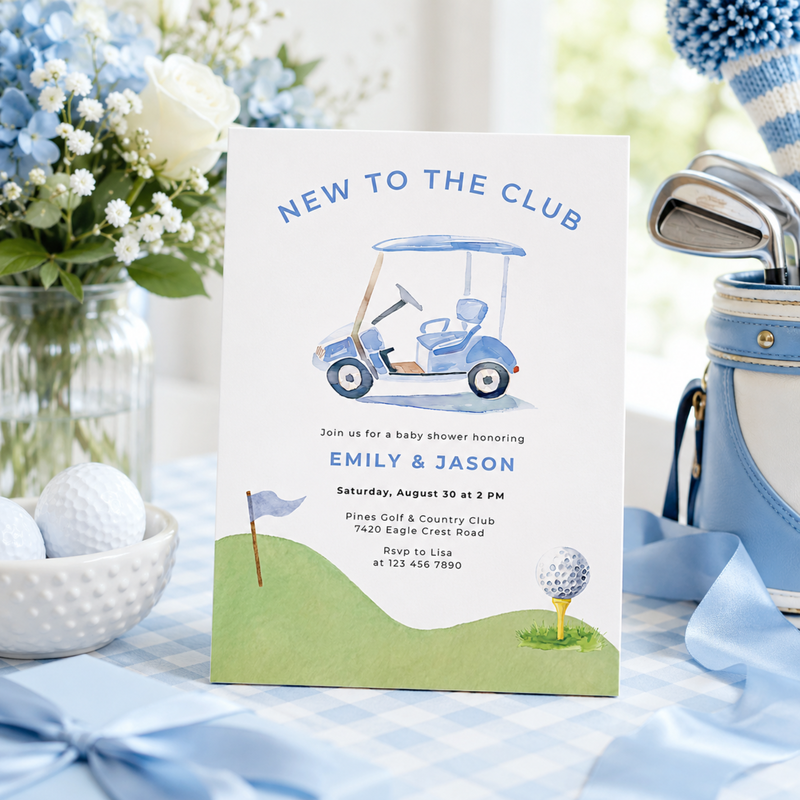 New To The Club Boy Golf Baby Shower Invitation BS282