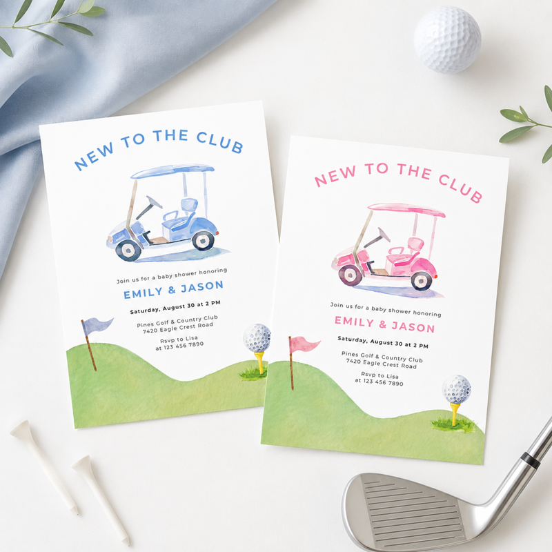 New To The Club Boy Golf Baby Shower Invitation BS282