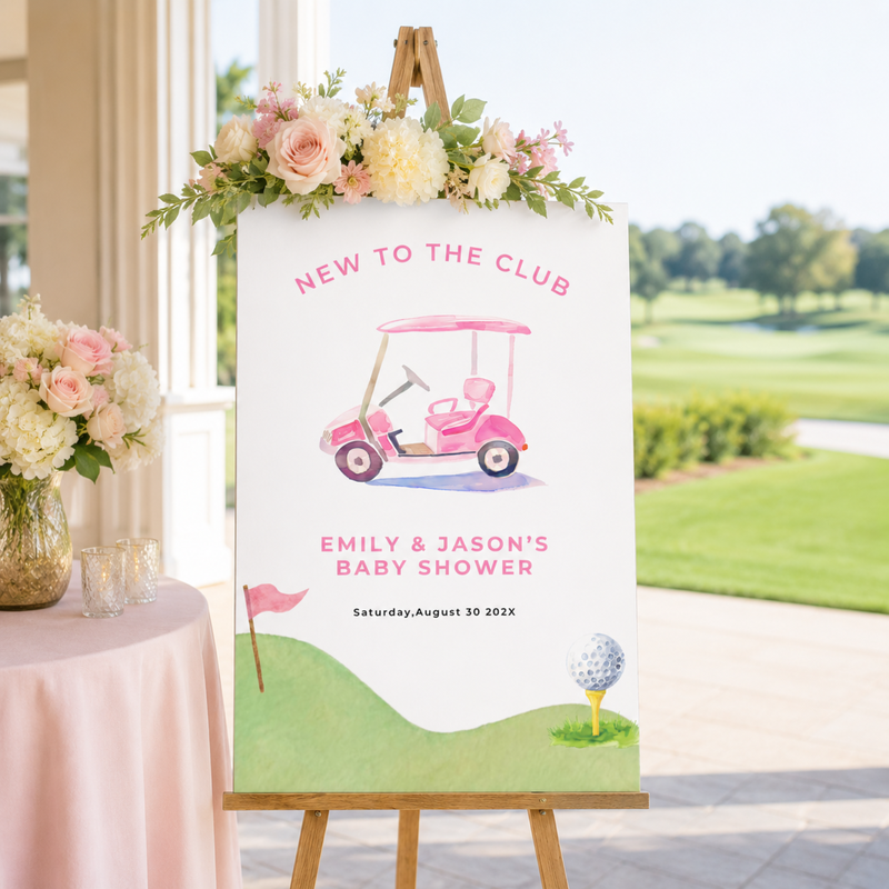 New To The Club Baby Shower Welcome Sign Pink BS282