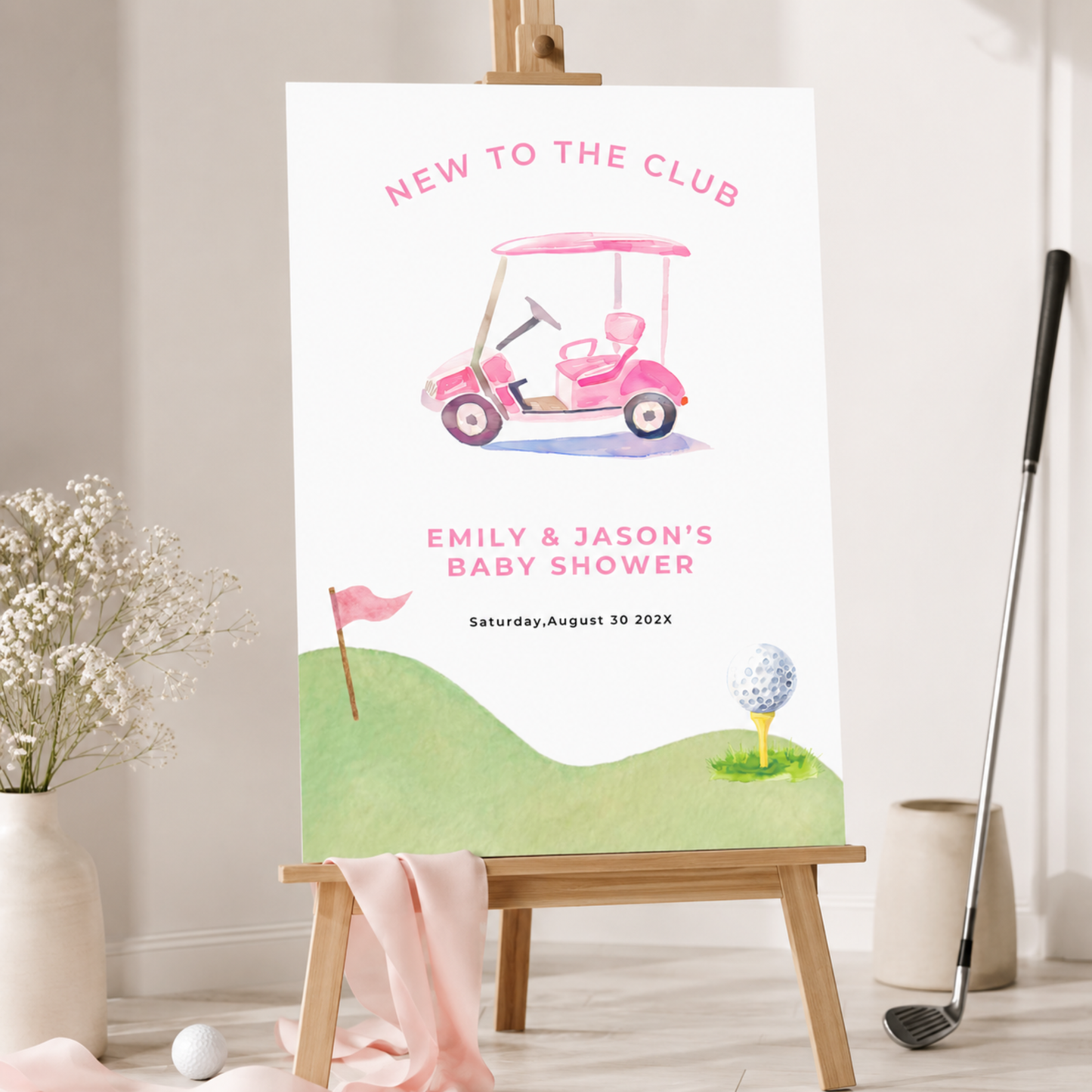 New To The Club Baby Shower Welcome Sign Pink BS282