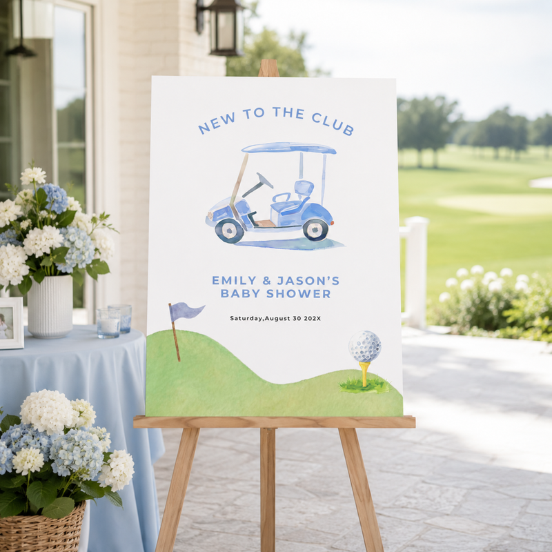 New To The Club Baby Shower Welcome Sign Blue BS282
