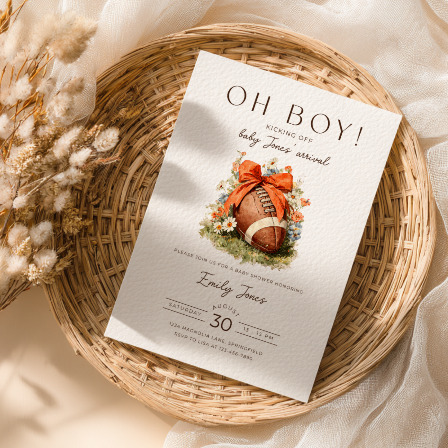 Baby Shower Invitation - Oh Boy Football Touchdown Tailgate BS244