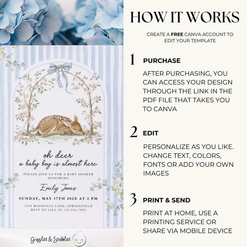 Oh Deer Boy Baby Shower Invitation Bundle BS252