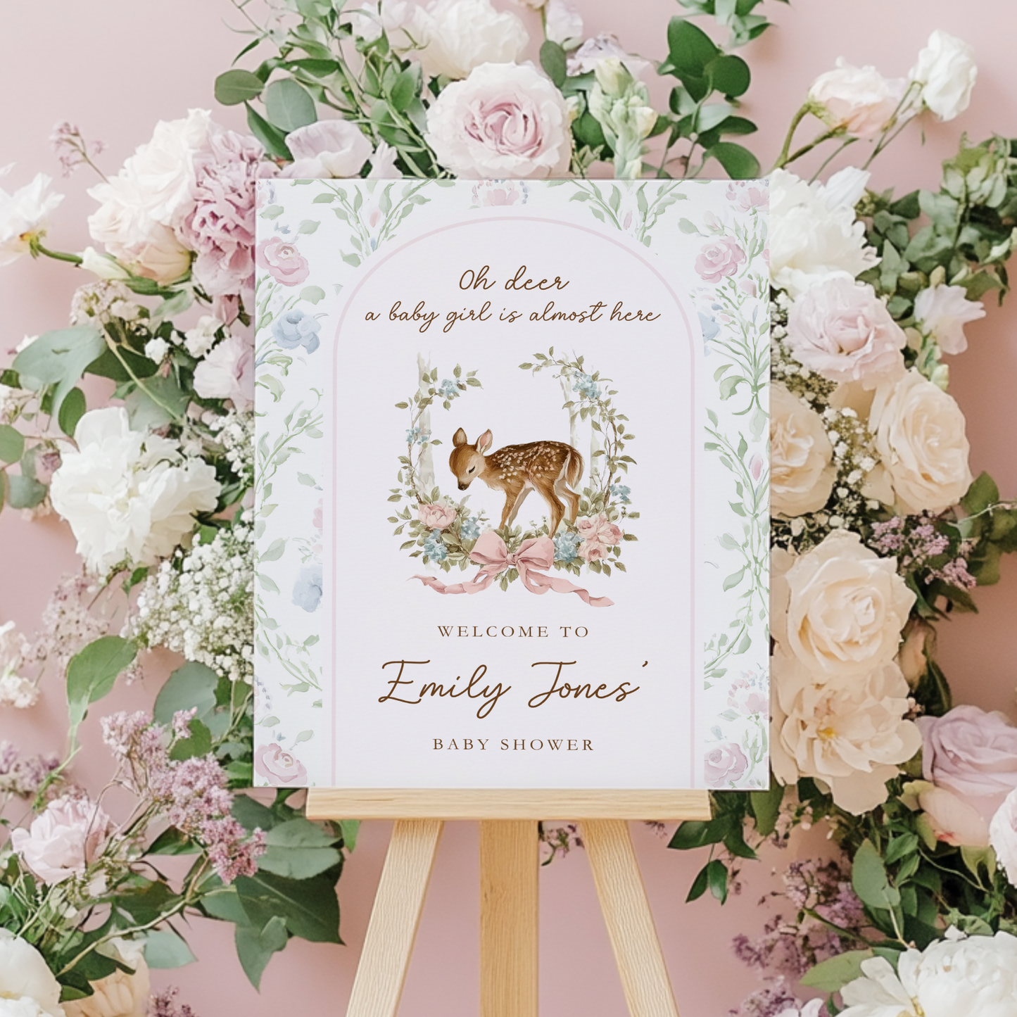Oh Deer Girl Baby Shower Welcome Sign BS253