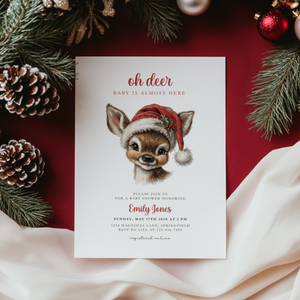 Oh Deer Christmas Baby Shower Invitation Template BS259