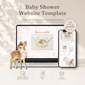 Oh Deer Girl Baby Shower Website Invitation with RSVP BS253