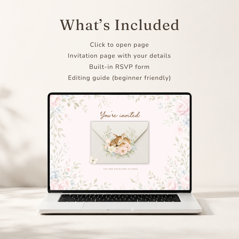 Oh Deer Girl Baby Shower Website Invitation with RSVP BS253
