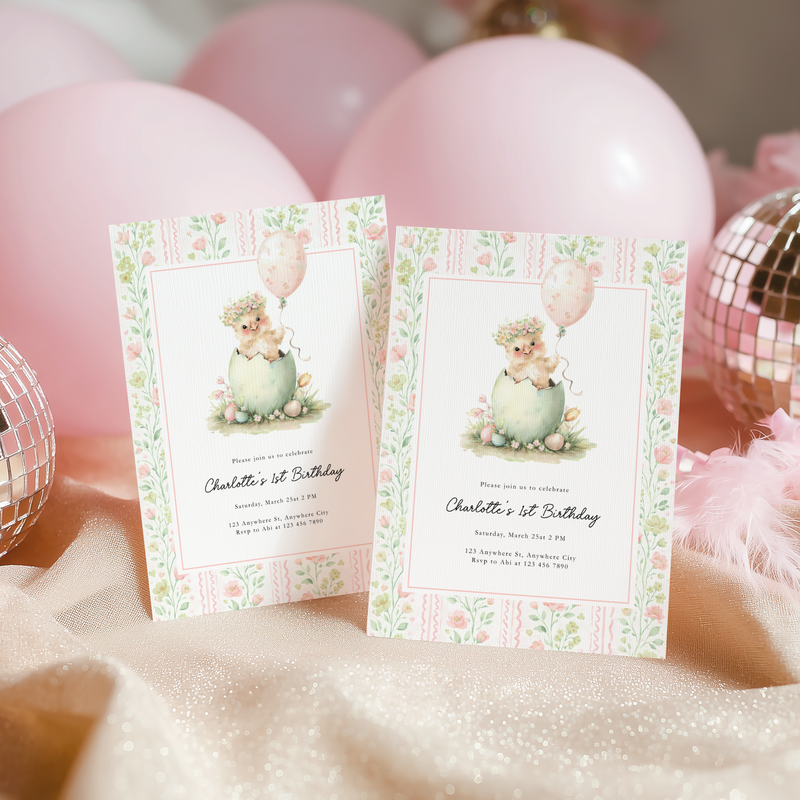 One Cute Chick Birthday Invitation L107