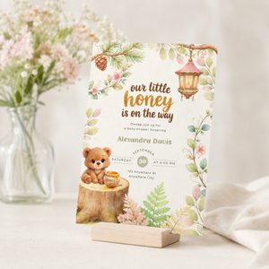 Our Little Honey Is On The Way Woodland Baby Shower Invitation L151