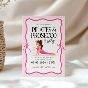 Pink Pilates Party Birthday Invitation Template L45